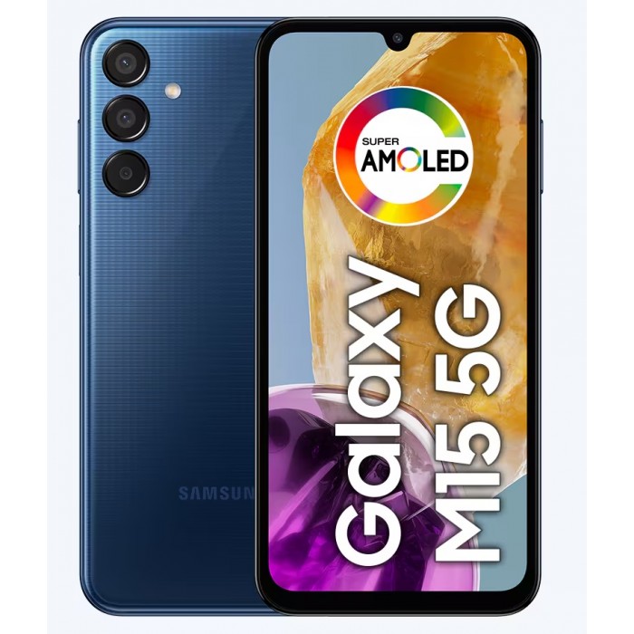 Oferta Relâmpago Celular Samsung Galaxy M15 5G Azul Escuro 128GB, 4GB, Câmera Traseira Tripla de 50MP, Bateria de 6000mAh, Processador Octa-Core, Tela Infinita de 6.5" 90Hz
